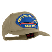 USS Los Angeles SSN 688 Blue Patched Solid Cotton Twill 5 Panel Prostyle Snap Cap - Khaki OSFM