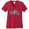 Peace And Love Bike Graphic Design Ladies V-Neck