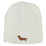 Dachshund Dog Embroidered Knitted Short Beanie