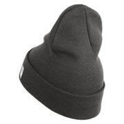 US Marines Corps Retired Emblem Logo Embroidered 12 Inch Solid Knit Cuff Long Beanie Made in USA - Charcoal OSFM