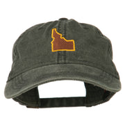 Idaho State Map Embroidered Washed Cotton Cap