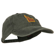 Idaho State Map Embroidered Washed Cotton Cap