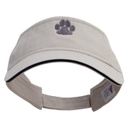 Cat Footprints Embroidered Prostyle Cotton Twill Washed Visor - Stone-Navy OSFM