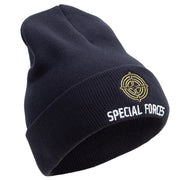 Special Force Embroidered 12 Inch Long Knitted Beanie - Black OSFM