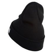 US Marines Corps Retired Emblem Logo Embroidered 12 Inch Solid Knit Cuff Long Beanie Made in USA - Black OSFM