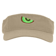 Sweet Fresh Kiwi Embroidered Pro Style Cotton Twill Washed Visor - Khaki OSFM