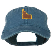 Idaho State Map Embroidered Washed Cotton Cap