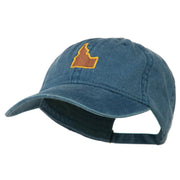 Idaho State Map Embroidered Washed Cotton Cap