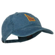 Idaho State Map Embroidered Washed Cotton Cap