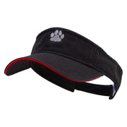 Cat Footprints Embroidered Prostyle Cotton Twill Washed Visor - Black-Red OSFM