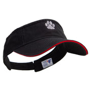 Cat Footprints Embroidered Prostyle Cotton Twill Washed Visor - Black-Red OSFM