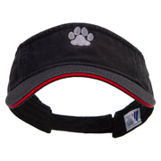 Cat Footprints Embroidered Prostyle Cotton Twill Washed Visor - Black-Red OSFM