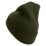 Special Force Embroidered 12 Inch Long Knitted Beanie - Olive OSFM