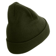 Special Force Embroidered 12 Inch Long Knitted Beanie - Olive OSFM