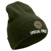 Special Force Embroidered 12 Inch Long Knitted Beanie - Olive OSFM