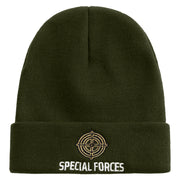 Special Force Embroidered 12 Inch Long Knitted Beanie - Olive OSFM