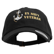 Anchor Navy Veteran Embroidered Unstructured Low Profile 6 panel Cotton Cap - Black OSFM