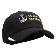 Anchor Navy Veteran Embroidered Unstructured Low Profile 6 panel Cotton Cap - Black OSFM