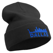 Dallas City Skyline Embroidered 12 Inch Long Knitted Beanie - Black OSFM