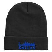 Dallas City Skyline Embroidered 12 Inch Long Knitted Beanie - Black OSFM