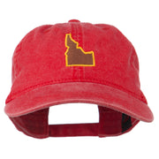 Idaho State Map Embroidered Washed Cotton Cap