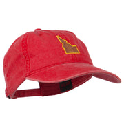 Idaho State Map Embroidered Washed Cotton Cap