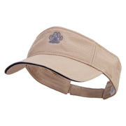 Cat Footprints Embroidered Prostyle Cotton Twill Washed Visor - Khaki-Navy OSFM