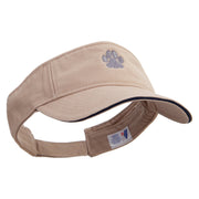 Cat Footprints Embroidered Prostyle Cotton Twill Washed Visor - Khaki-Navy OSFM