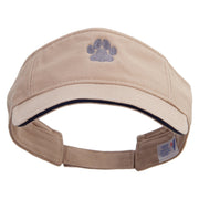 Cat Footprints Embroidered Prostyle Cotton Twill Washed Visor - Khaki-Navy OSFM