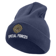 Special Force Embroidered 12 Inch Long Knitted Beanie - Navy OSFM