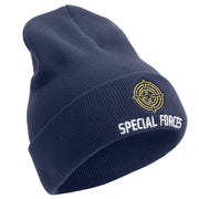 Special Force Embroidered 12 Inch Long Knitted Beanie - Navy OSFM