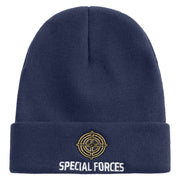 Special Force Embroidered 12 Inch Long Knitted Beanie - Navy OSFM