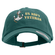 Anchor Navy Veteran Embroidered Unstructured Low Profile 6 panel Cotton Cap - Spruce OSFM