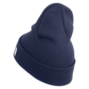 US Marines Corps Retired Emblem Logo Embroidered 12 Inch Solid Knit Cuff Long Beanie Made in USA - Navy OSFM