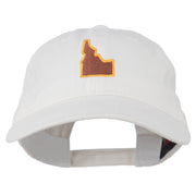 Idaho State Map Embroidered Washed Cotton Cap