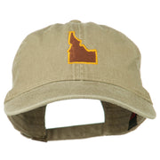 Idaho State Map Embroidered Washed Cotton Cap