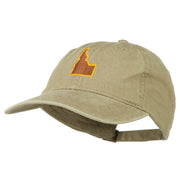 Idaho State Map Embroidered Washed Cotton Cap