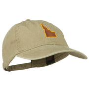 Idaho State Map Embroidered Washed Cotton Cap