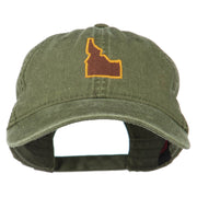 Idaho State Map Embroidered Washed Cotton Cap