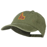 Idaho State Map Embroidered Washed Cotton Cap