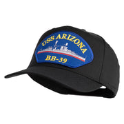 USS Arizona BB 39 Blue Patched Solid Cotton Twill 5 Panel Prostyle Snap Cap - Black OSFM