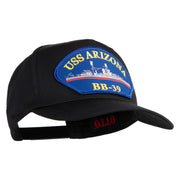 USS Arizona BB 39 Blue Patched Solid Cotton Twill 5 Panel Prostyle Snap Cap - Black OSFM