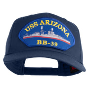USS Arizona BB 39 Blue Patched Solid Cotton Twill 5 Panel Prostyle Snap Cap - Navy OSFM