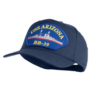 USS Arizona BB 39 Blue Patched Solid Cotton Twill 5 Panel Prostyle Snap Cap - Navy OSFM