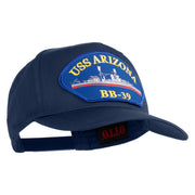 USS Arizona BB 39 Blue Patched Solid Cotton Twill 5 Panel Prostyle Snap Cap - Navy OSFM