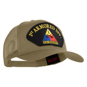 1st Armored Division Old Ironsides Patched Solid Cotton Twill Mesh Prostyle Cap - Khaki OSFM
