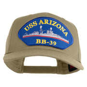 USS Arizona BB 39 Blue Patched Solid Cotton Twill 5 Panel Prostyle Snap Cap - Khaki OSFM