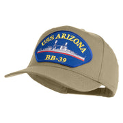 USS Arizona BB 39 Blue Patched Solid Cotton Twill 5 Panel Prostyle Snap Cap - Khaki OSFM