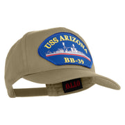 USS Arizona BB 39 Blue Patched Solid Cotton Twill 5 Panel Prostyle Snap Cap - Khaki OSFM