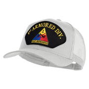 1st Armored Division Old Ironsides Patched Solid Cotton Twill Mesh Prostyle Cap - White OSFM